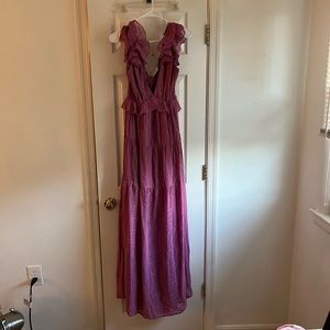 NY&C ruffled embroidered chiffon maxi dress